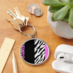 Leopard Print, Zebra Print, Animal Print, Pink Keychain