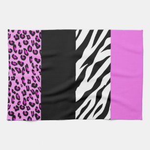 Leopard Print, Zebra Print, Animal Print, Pink Kitchen Towel
