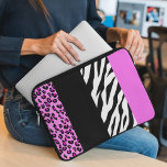 Leopard Print, Zebra Print, Animal Print, Pink Laptop Sleeve<br><div class="desc">Elegant,  stylish and sophisticated leopard and zebra pattern in pink colour. Modern and trendy gift,  perfect for the animal print lover in your life.</div>