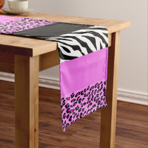 Leopard Print, Zebra Print, Animal Print, Pink Medium Table Runner