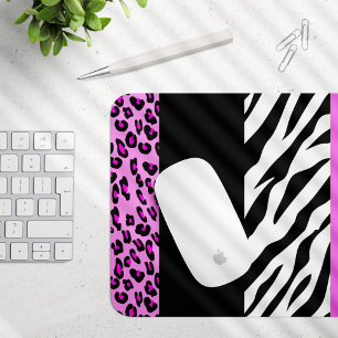 Leopard Print, Zebra Print, Animal Print, Pink Mouse Pad