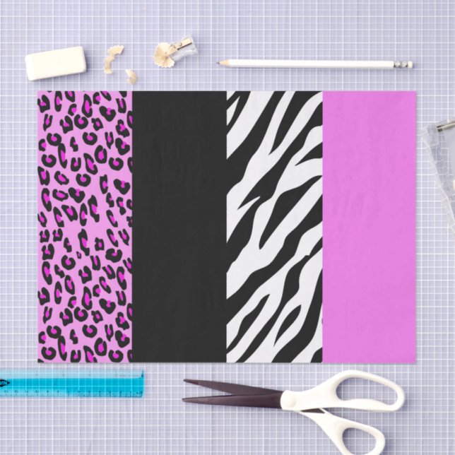Leopard Print, Zebra Print, Animal Print, Pink Tissue Paper (Craft)