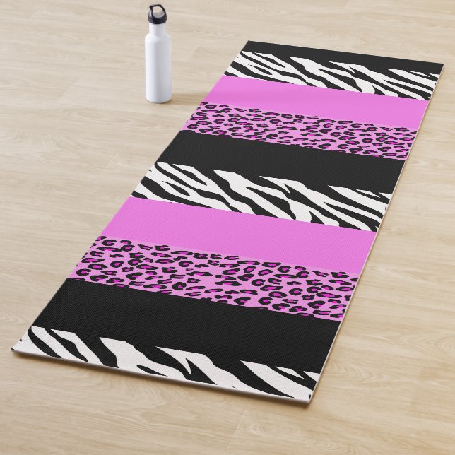 Leopard Print, Zebra Print, Animal Print, Pink Yoga Mat (In Situ)