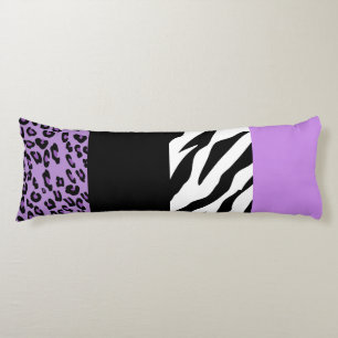 Leopard Print, Zebra Print, Animal Print, Purple Body Pillow