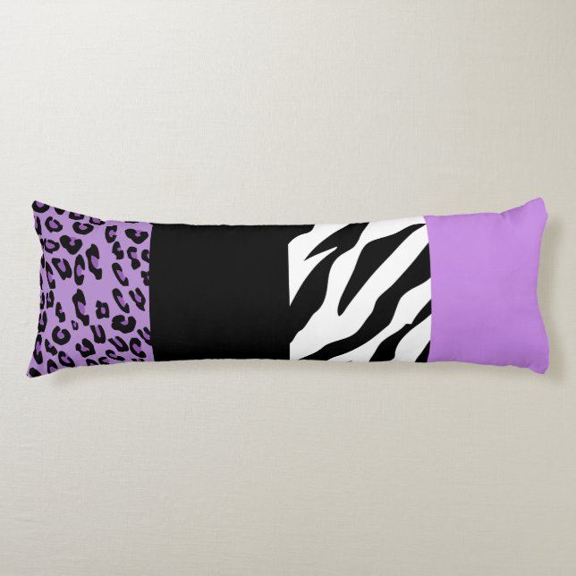 Leopard Print, Zebra Print, Animal Print, Purple Body Pillow (Front)