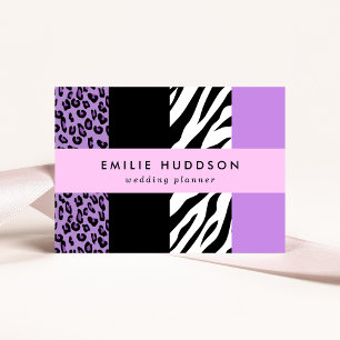 Leopard Print, Zebra Print, Animal Print, Purple Business Card