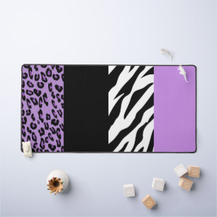 Leopard Print, Zebra Print, Animal Print, Purple Desk Mat