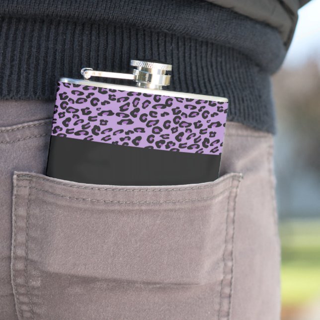 Leopard Print, Zebra Print, Animal Print, Purple Hip Flask (In Situ)