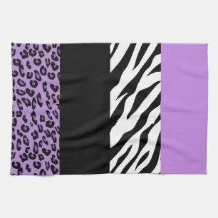 Leopard Print, Zebra Print, Animal Print, Purple Kitchen Towel