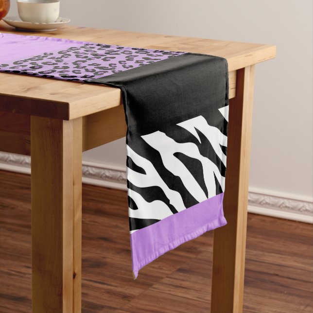 Leopard Print, Zebra Print, Animal Print, Purple Medium Table Runner (In Situ)