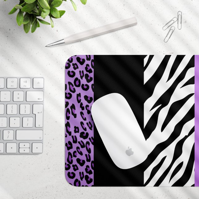 Leopard Print, Zebra Print, Animal Print, Purple Mouse Pad (Creator Uploaded)
