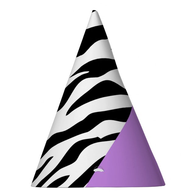 Leopard Print, Zebra Print, Animal Print, Purple Party Hat (Right)