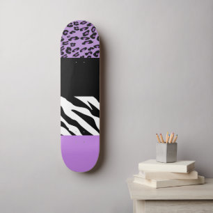 Leopard Print, Zebra Print, Animal Print, Purple Skateboard