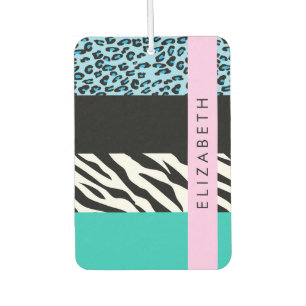 Leopard Print, Zebra Print, Blue, Your Name Air Freshener