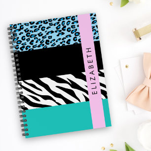 Leopard Print, Zebra Print, Blue, Your Name Planner