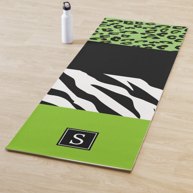 Leopard Print, Zebra Print, Green, Monogram Yoga Mat (In Situ)