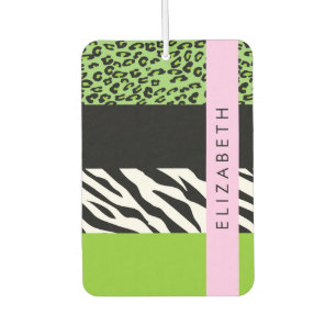 Leopard Print, Zebra Print, Green, Your Name Air Freshener