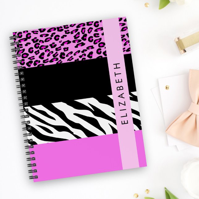 Leopard Print, Zebra Print, Pink, Your Name Notebook (Creator Uploaded)
