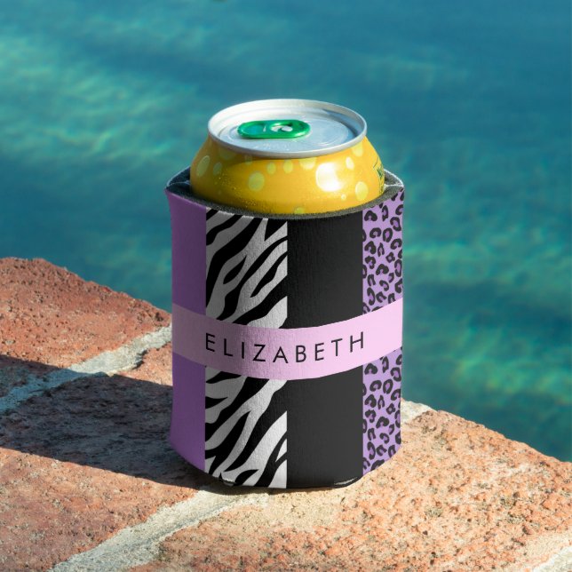Leopard Print, Zebra Print, Purple, Your Name Can Cooler (In Situ Pool)
