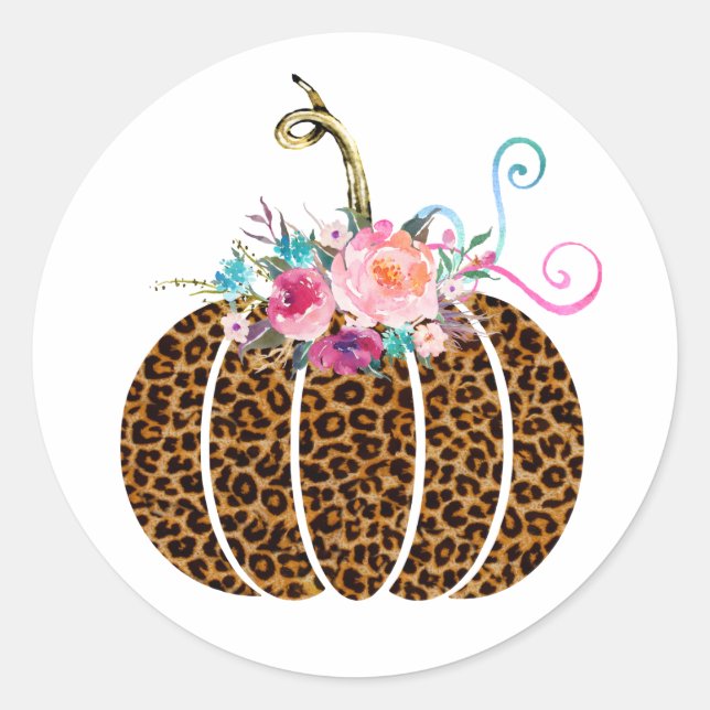 Leopard pumpkin classic round sticker (Front)