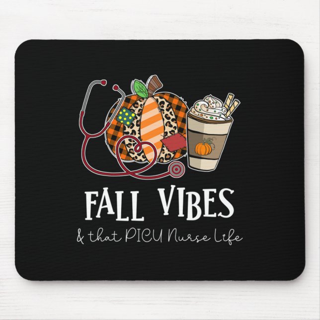Leopard Pumpkin Fall Vibes And That Picu Nurse Lif Mouse Pad (Front)
