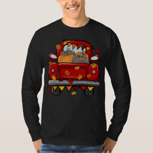 Leopard Pumpkin Farm Truck Maple leaves Hello Fall T-Shirt