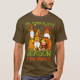 Leopard Pumpkin Gnomes Fall Leaves Fall Autumn Tha T-Shirt