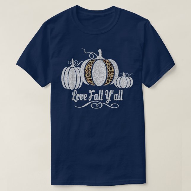 Leopard Pumpkin Halloween Autumn Happy Fall Funny  T-Shirt (Design Front)