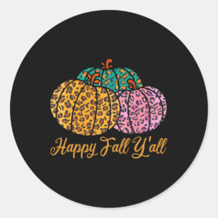 Leopard Pumpkin Happy Fall Yall Autumn Pumpkin Sea Classic Round Sticker