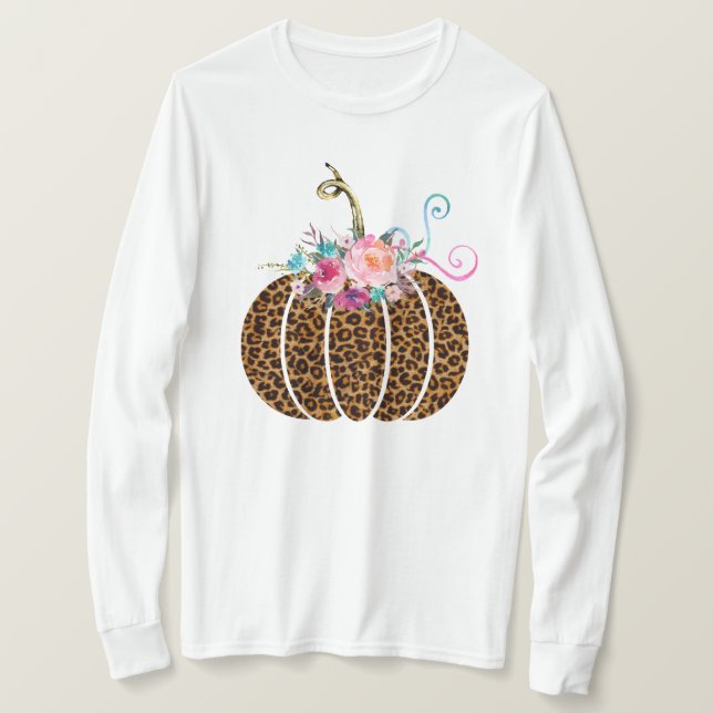 Leopard pumpkin long sleeve T-Shirt (Design Front)