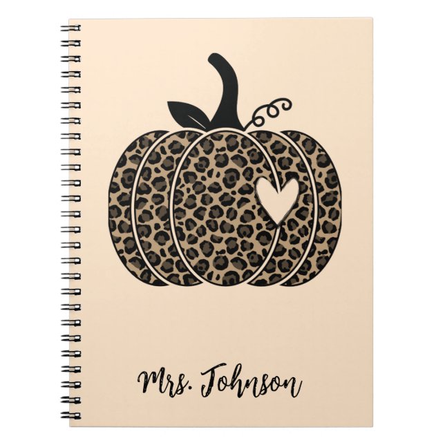 Leopard Pumpkin Personalized Teacher Notebook (Front)