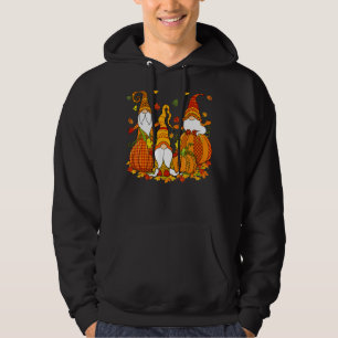 Leopard Pumpkin Print Plaid Gnomes Fall Autumn Tha Hoodie