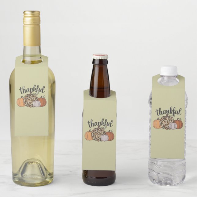Leopard Pumpkin Season Thanksgiving Halloween Fall Bottle Tag (In Situ)