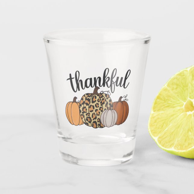 Leopard Pumpkin Season Thanksgiving Halloween Fall Shot Glass (Front)