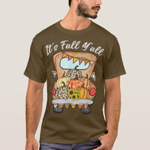 Leopard Pumpkin Truck It's Fall Y'all Autumn Thank T-Shirt
