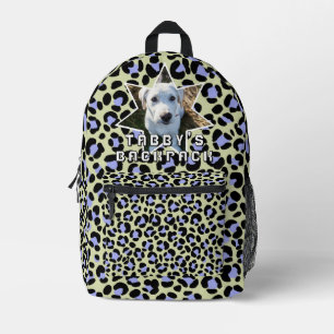 Leopard Purple Black Dog Photo Personalized Printed Backpack
