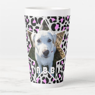 Leopard Purple Black Photo Personalized Latte Mug
