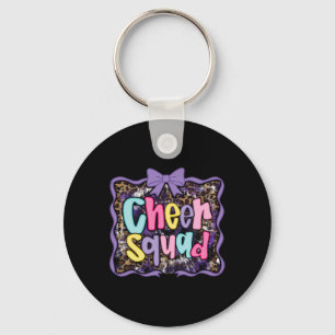 Leopard Purple Coquette Cheer Cheerleader Bow Girl Keychain