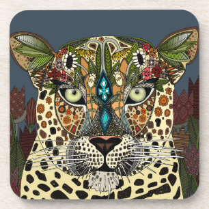 leopard queen blue coaster
