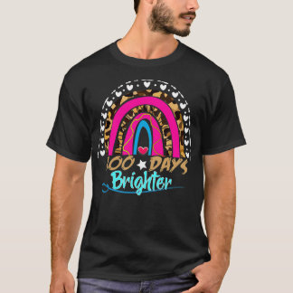 Leopard Rainbow 100 Days brighter School Cute 100  T-Shirt
