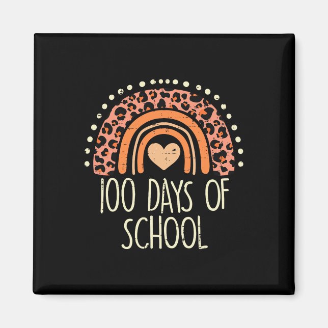 Leopard Rainbow 100 Days School Cute 100th Day Tea Magnet (Front)