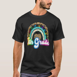Leopard Rainbow 5th Grade Back To School Fifth Gra T-Shirt