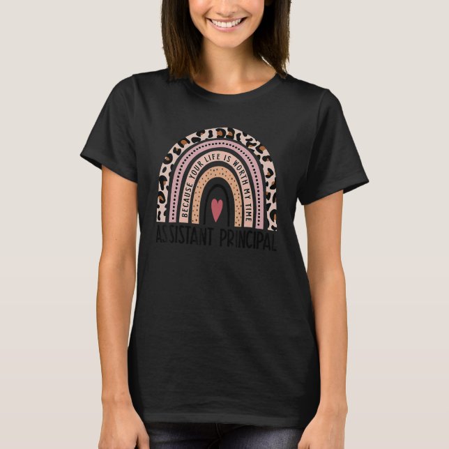 Leopard Rainbow Assistant Principal Teacher Back T T-Shirt (Front)