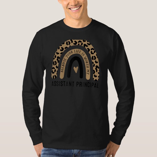 Leopard Rainbow Assistant Principal Teacher Back T T-Shirt (Front)