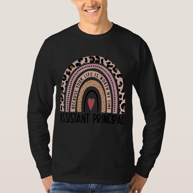 Leopard Rainbow Assistant Principal Teacher Back T T-Shirt (Front)