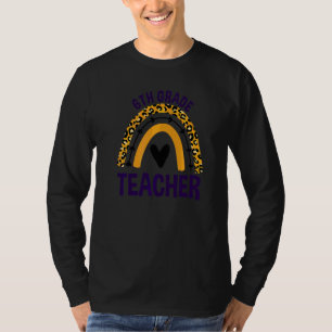 Leopard Rainbow Back To School 6th Grade Teacher T-Shirt