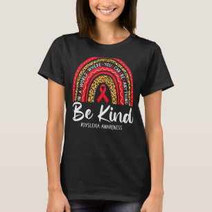 Leopard Rainbow Be Kind Red Ribbon Dyslexia Awaren T-Shirt
