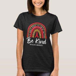 Leopard Rainbow Be Kind Red Ribbon Dyslexia Awaren T-Shirt