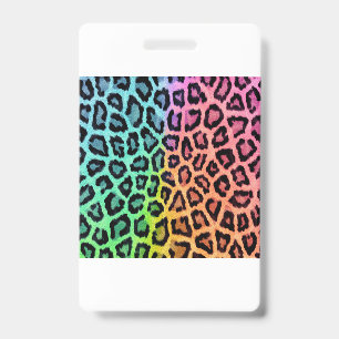 leopard rainbow bg badge