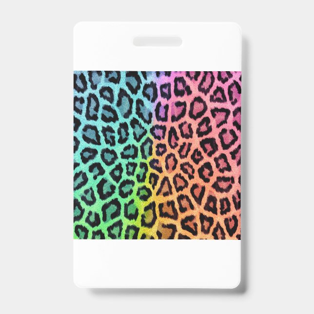leopard rainbow bg badge (Front)